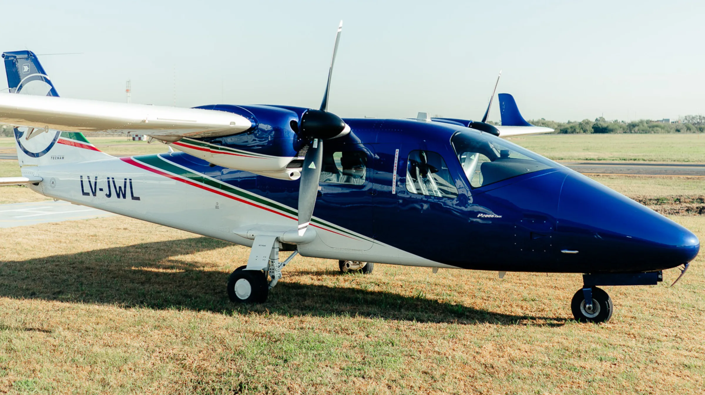Twin-engine aircraft on the apron before loading