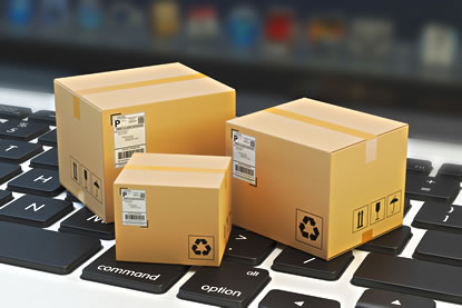 E-commerce logistics - parcels on a keyboard
